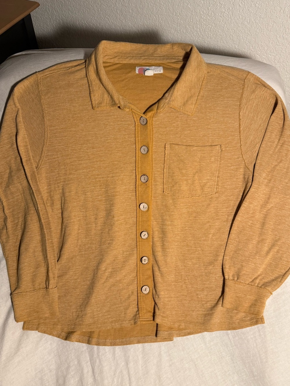 Free People Beach Mustard Button-Up Collared Shacket